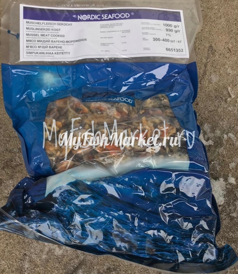 картинка Мясо мидий в/м 200-300 Интернет магазина MyFishMarket.ru - доставка свежемороженой рыбы , морепродуктов , красной и черной икры в офис или на дом.